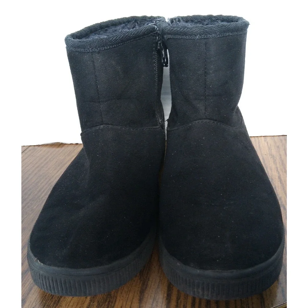 Cat & Jack Girls Black Ankle Boots Side Zip Size 2